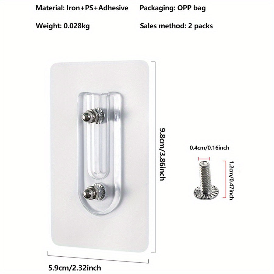 2/4 Pack Scratch Free  Non Perforated  Strong Adhesive  Adjustable Hook Brackets for Wall Mounting   Contemporary Style  Plastic Material