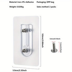 2/4 Pack Scratch Free  Non Perforated  Strong Adhesive  Adjustable Hook Brackets for Wall Mounting   Contemporary Style  Plastic Material