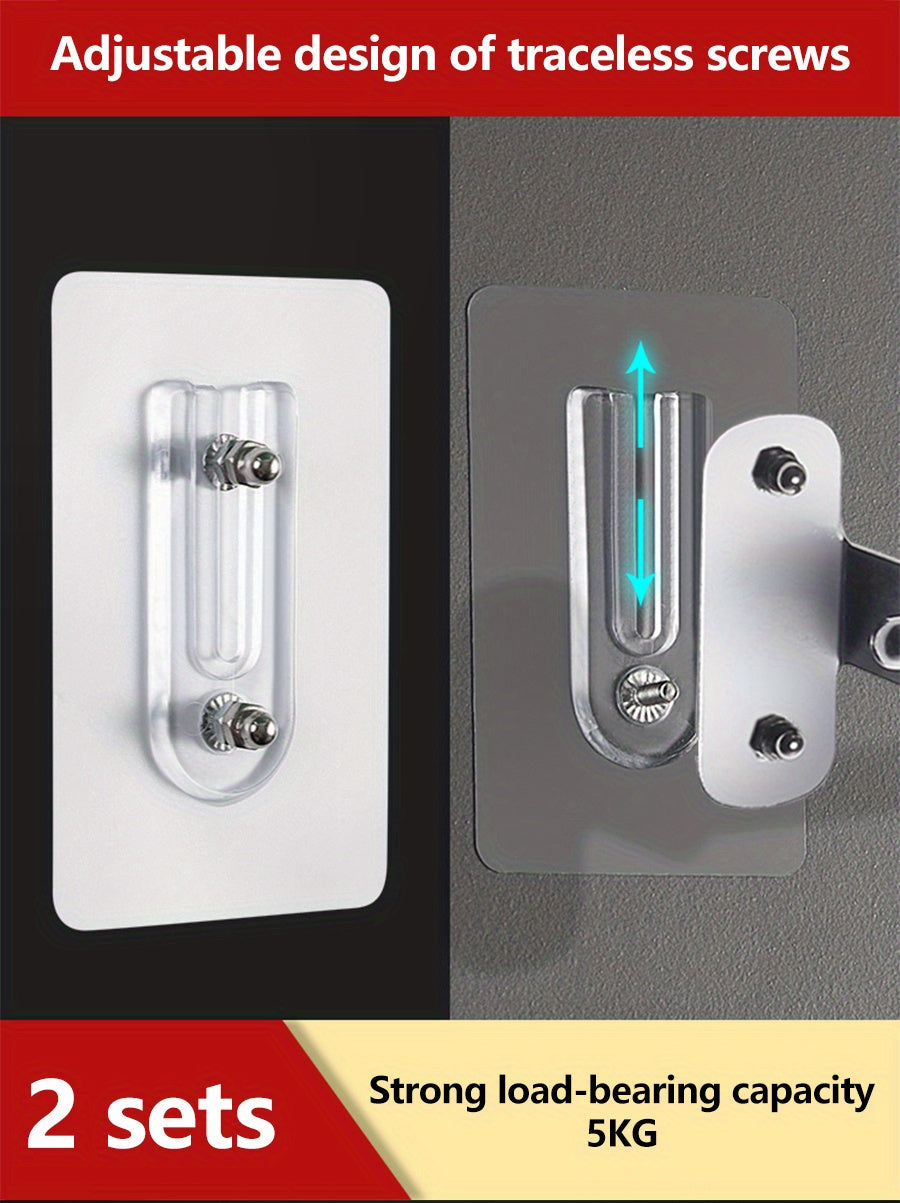 2/4 Pack Scratch Free  Non Perforated  Strong Adhesive  Adjustable Hook Brackets for Wall Mounting   Contemporary Style  Plastic Material