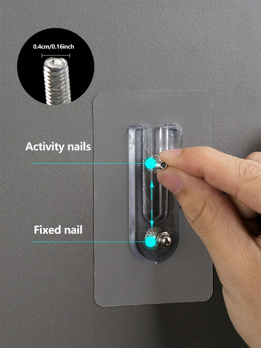 2/4 Pack Scratch Free  Non Perforated  Strong Adhesive  Adjustable Hook Brackets for Wall Mounting   Contemporary Style  Plastic Material