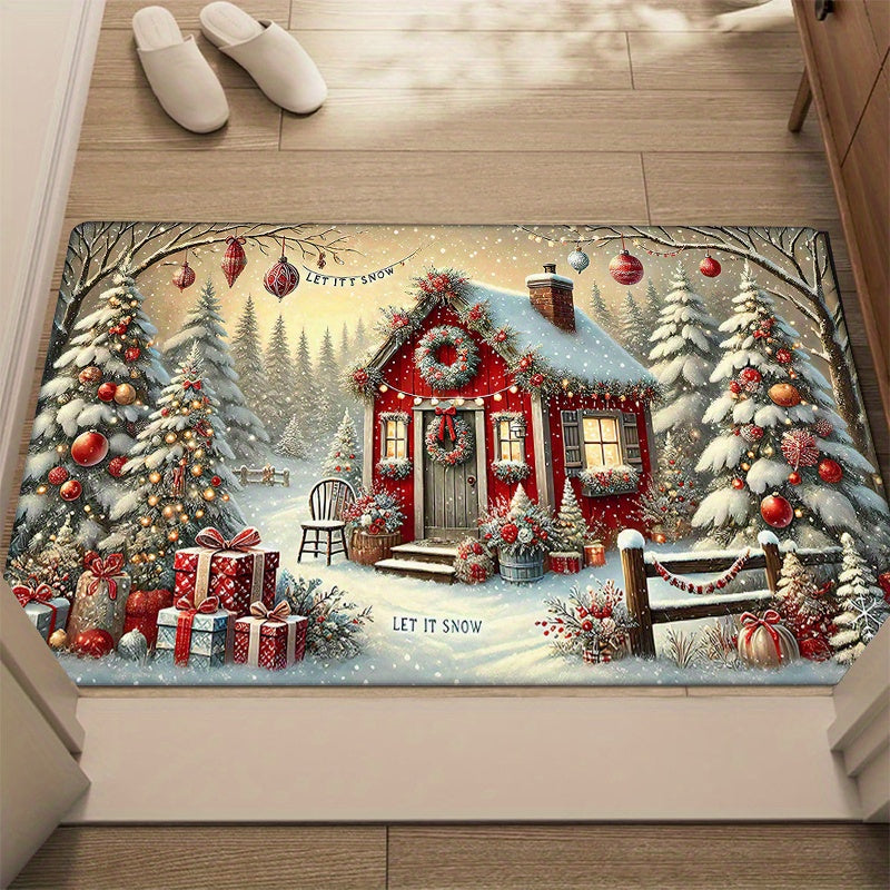 Christmas Holiday Velvet Door Mat 1.19Cm Thick Non
