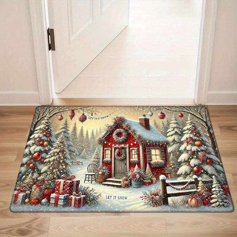 Christmas Holiday Velvet Door Mat 1.19Cm Thick Non