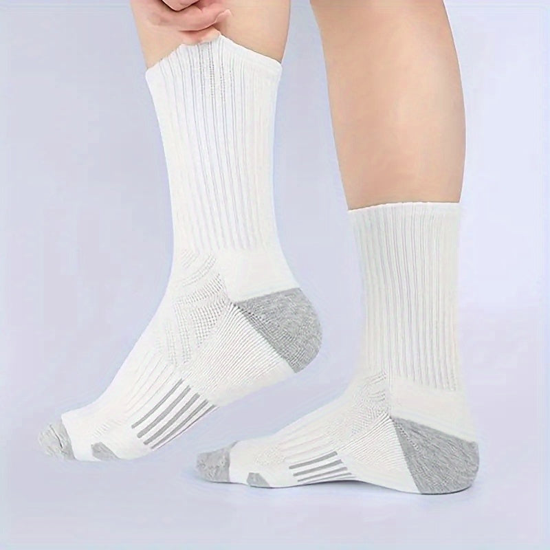 6pcs Men's Crew Socks   Breathable  Comfort Fit for Sports & Casual Wear  Solid Color Polyester