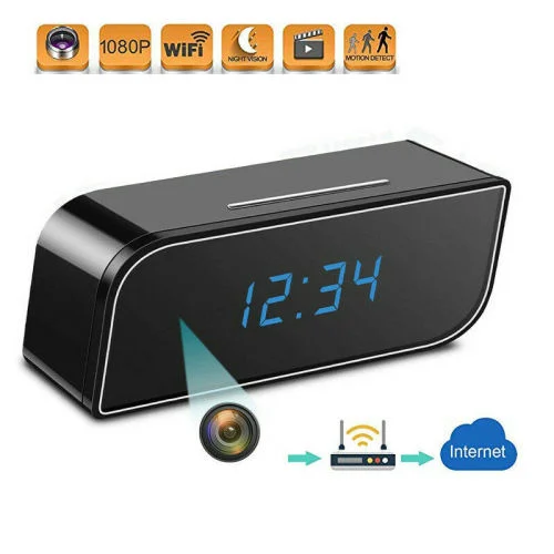 Wireless Security IR Cam Clock WiFi 1080P HD IP Hidden Spy Camera Video Recorder