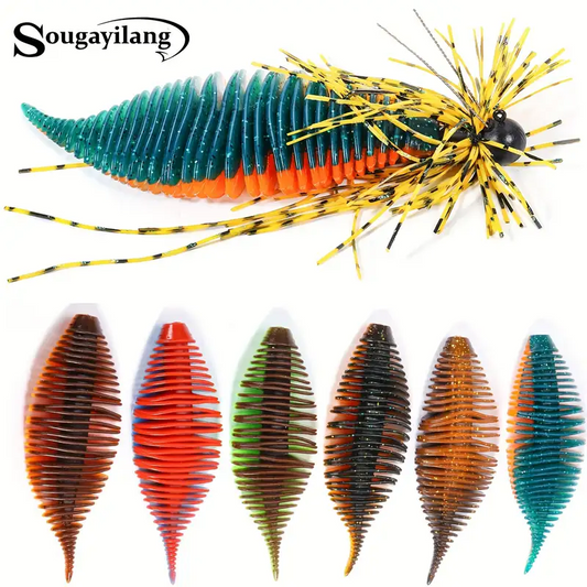 3pcs 10cm Soft Fishing Lures Lifelike Artificial Swimbait with Realistic Segmented Body 6 Vibrant C Color sent randomly