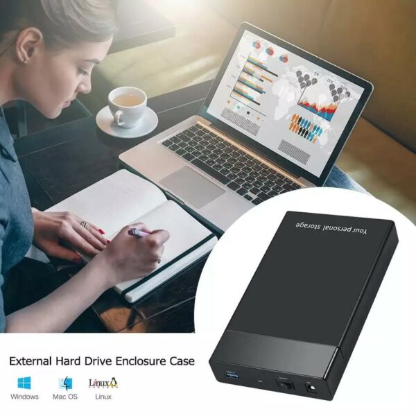 USB 3.0 to 3.5 inch SATA III 5Gbps External Hard Drive High Speed Enclosure Case DC Power Adapter