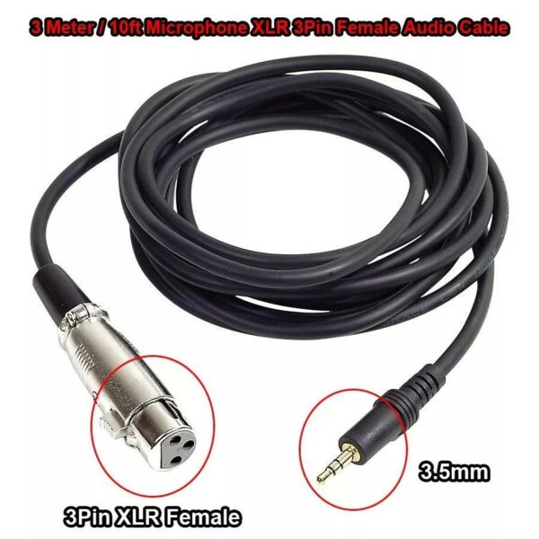 3.5mm Stereo Jack Male To XLR Female Cable Foil+Braided Shielded For Microphone Mixer 1.5M