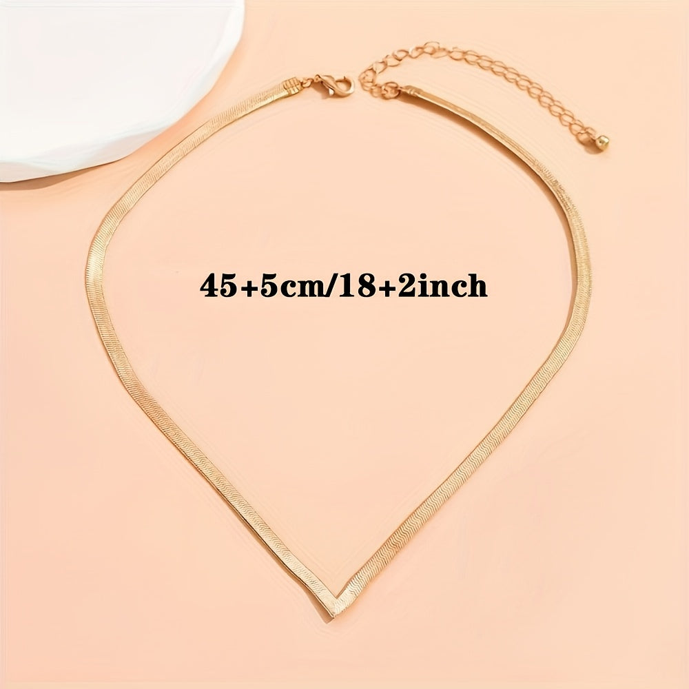 Women's Golden V Neck Stainless Steel Necklace   Elegant Minimalist Layering Chain for Daily Wear & Parties  Valentine's Day Gift  Year Round Versatile Jewelry Accessory  Party Accessory  Sensual Style  Sleek Finish