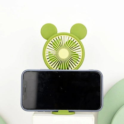 933-131D Mini Rechargeable Cartoon Fan With Phone Holder Base
