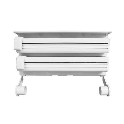 3 in 1 Wrap Center Holds Silver Foil, Plastic Wrap, and Paper Towels / 3 in 1 Kitchen Triple Paper Dispenser & Holder Paper/Foil/Cling Wrap (White)