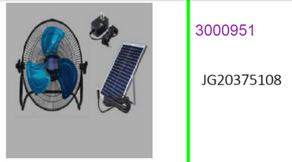 12 Inch Rechargeable Solar Fan  10W Solar Panel 12W 9V 3 Speed  Oscillatiing