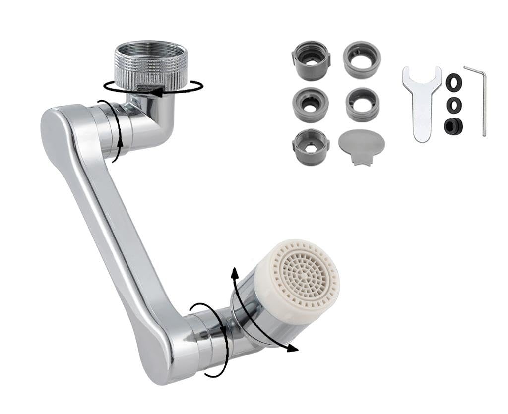 Sink-Water-Aerator, Rotatable Spray Attachment Kitchen Bathroom 360° Angle, Multifunctional Robotic Arm, Female Thread 2 Mode Splash Filter Extension-Washing Eye/Hair/Face
