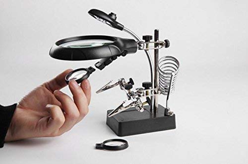 LED lamp 90mm Glass Mirror 3 Lens Repair Special Desktop Magnifying Glass Tools