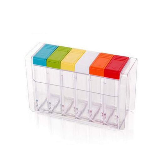 Spice Box Transparent Spice Jar Colorful Lid Seasoning Box 6Pcs/Set