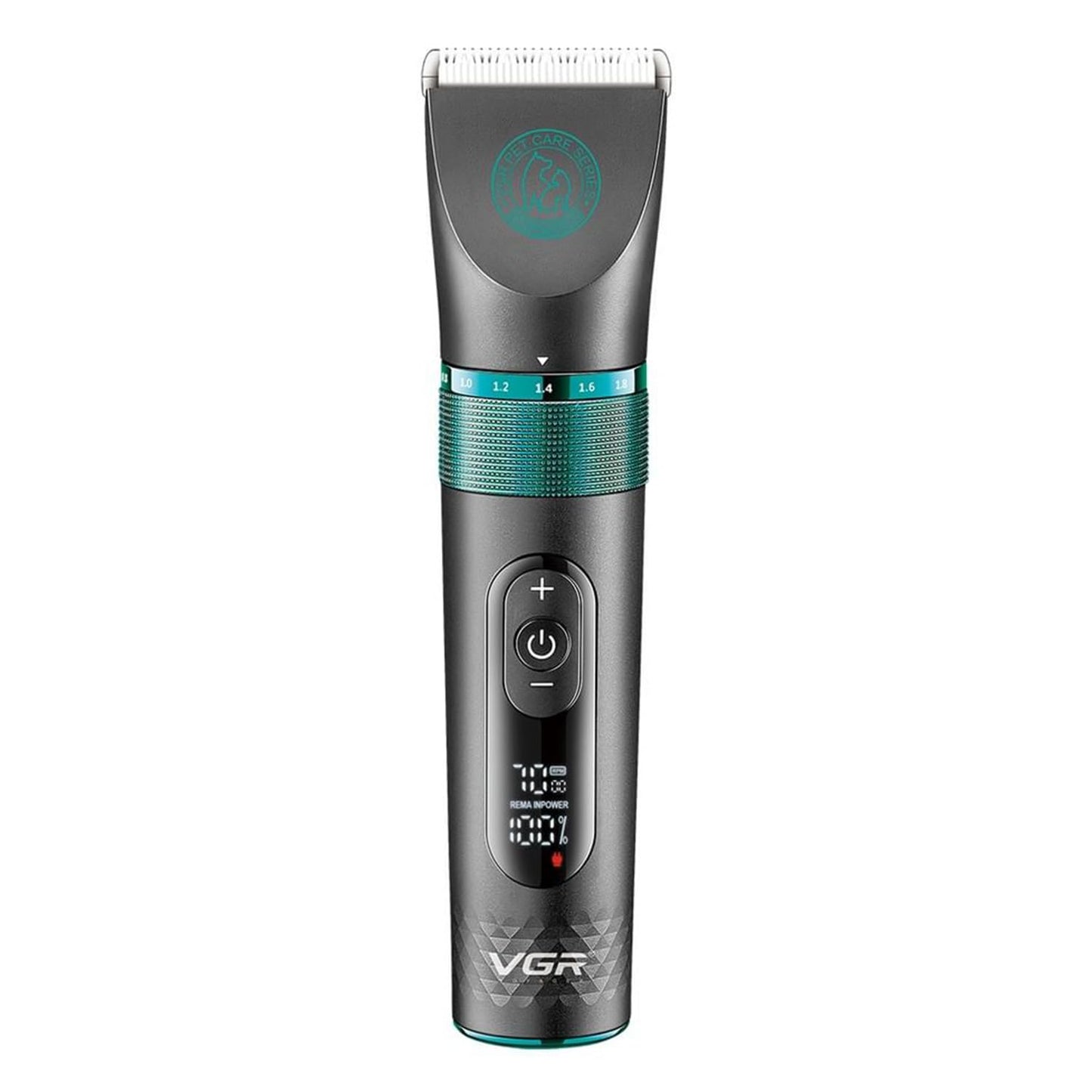 VGR V-209 Professional Pet Clipper, Digital Display, 200min Runtime & 2000mAh Lithium Battery, Fully Waterproof (IPX7), Ceramic Blade,4 Cutting Combs,5000-7000RPM Zoom wheel (Black)