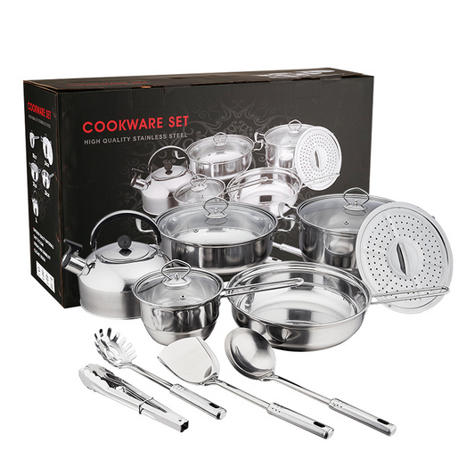 14 Pcs Cookware Kitchen Accessories Utensils Cooking Tools Stainless Steel Kitchen Cookware Set with Kettle