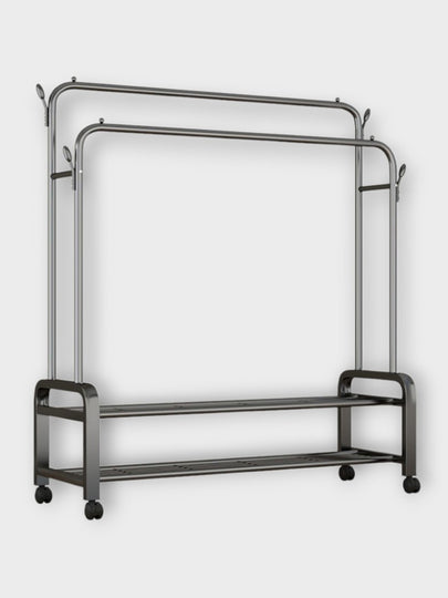 storage holder double layer double pole clothes storage holder stand for clothes fall to the ground coat hook clothes rack coat rack clothing drying rack Storage rack iron hanger
