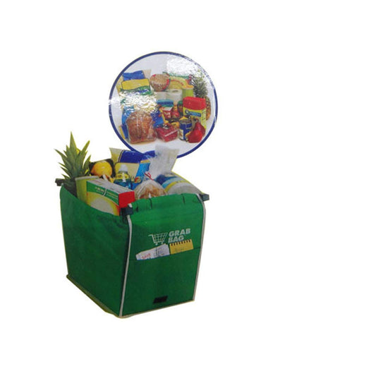 Large Shopping Bag Foldable Handbag Reusable Trolley Clip Shopping Bag Green Creative and Useful