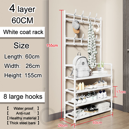 Clothes Rack Simple Drying Rack Floor Multifunctional 4/5 Tier Shoe Rack Organizer Simple Floor Coat Rack Shoe Hat Rack Bedroom hanger shoe organizer