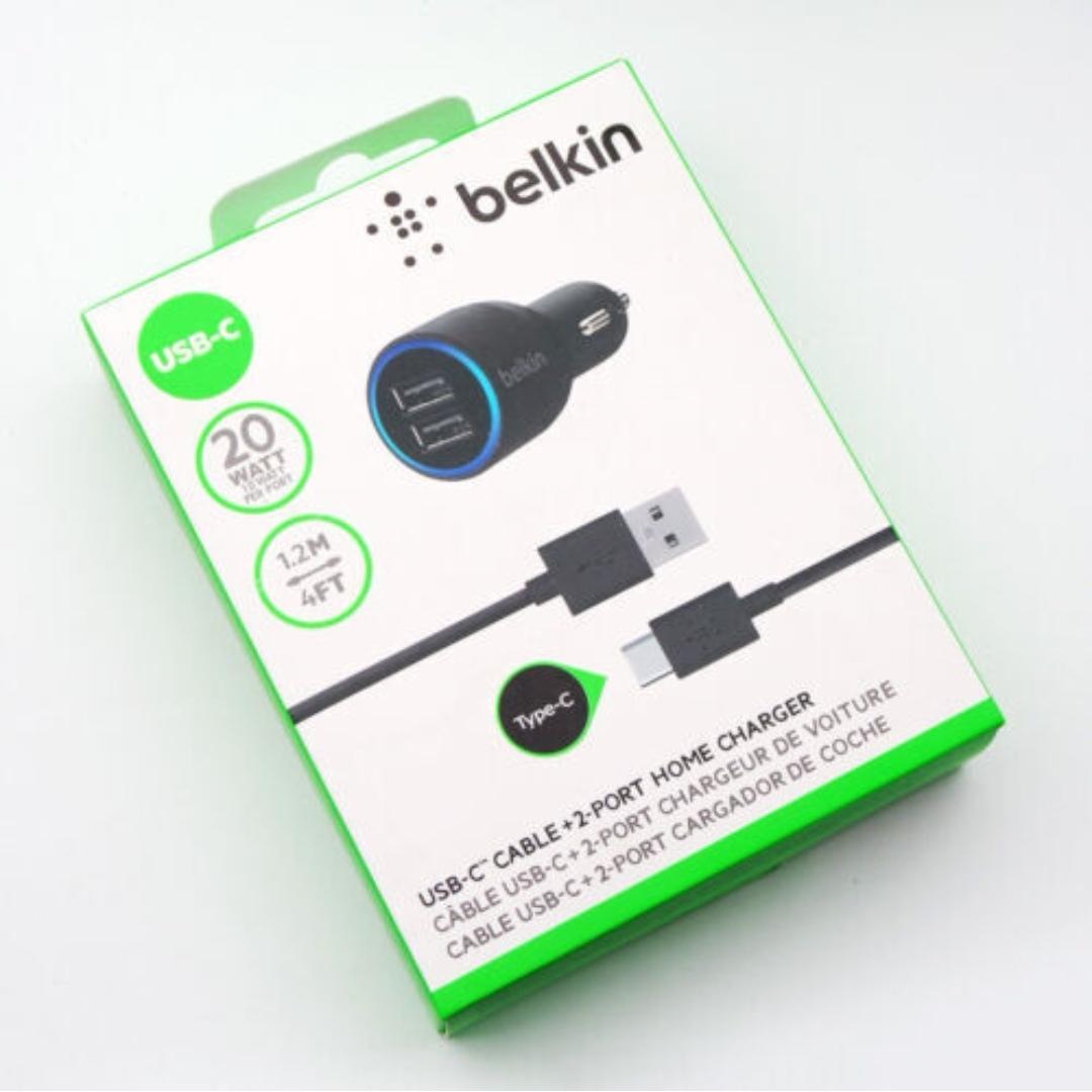 20W Dual Port Car Charger with Type C  Cable