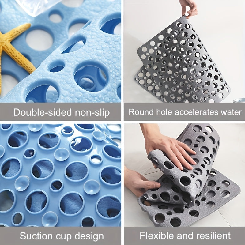 1pc   Quick Drying Anti Slip Bath Mat | Silicone Shower Mat with Circular Hole Design  Massage Ring  Suitable for Shower Rooms  Hotels  Toilets  Bathtubs