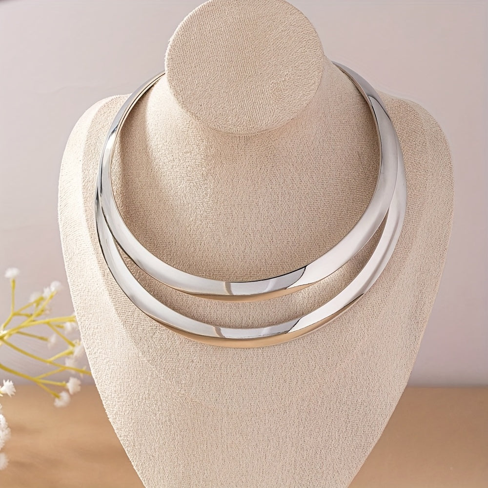 An elegant  sexy  luxurious and exaggerated double layer iron smooth Women's neck collar  eye catching trendy collar for banquets  parties  festivals  streets and daily life