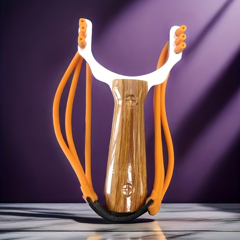 Professional Outdoor Hunting Y Shaped Slingshot with Orange Rubber Bands   Durable Aluminum Alloy  Perfect for Adventurers  Hunters  and Fishing Enthusiasts