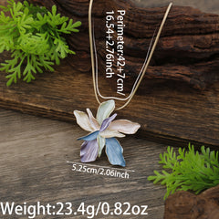 1pc Handmade Enamel Double Layer Three Dimensional Five Petal Flower Pendant Women'S Fashion Necklace  South European Special Exquisite Design  Elegant and Noble Accessory  Suitable for Daily Versatile Beach Vacation Music Festival Party Beer Festival Car