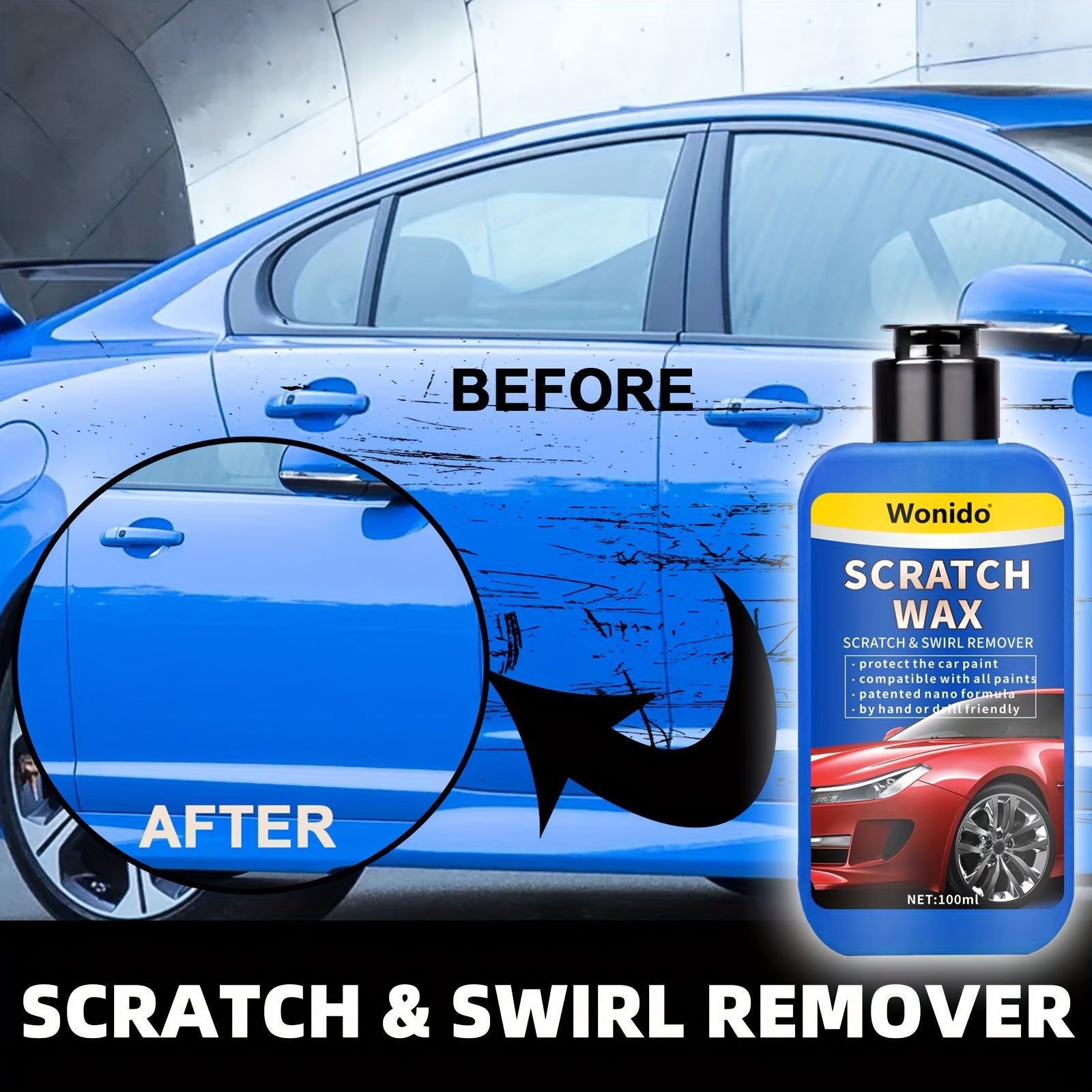 Scratch Remover  a Compound for Polishing And Restoring Car Paint  Eliminates Swirls And Imperfections While Enhancing The Shine of Glass  Steel  And Metal Surfaces   3.4 Ounces / 100 Milliliters
