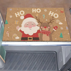 Christmas Faux Coconut Coir Doormat Santa Claus &