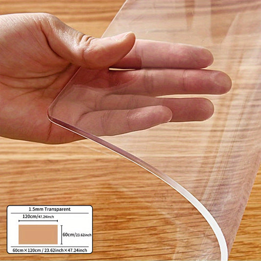 1 piece of high quality PVC tablecloth - transparent, 1.5mm thick, heat resistant, anti-scratch table protector for home and hotel