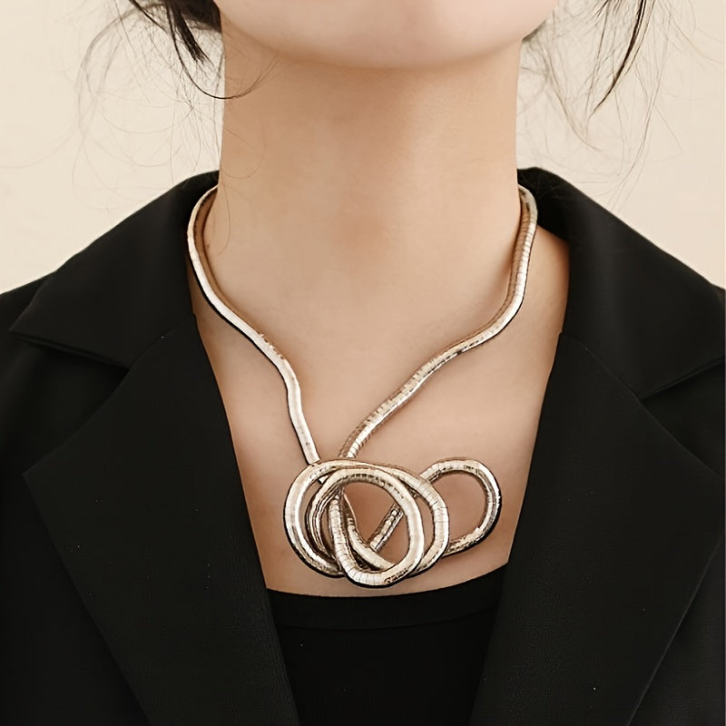 Bendable Snake Chain Necklace   Punk Hip Hop Style Adjustable Golden Toned Metal Jewelry for Women  Versatile Everyday & Party Accessory  Durable Year Round Wear  Statement Accessory  Edgy Accessory  Textured Metallic Finish