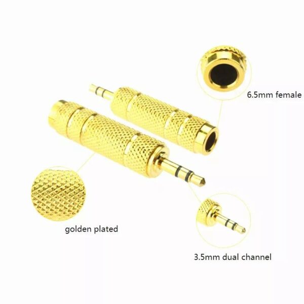 Universal Brass Gold Plated 3.5mm Male to 6.35mm Female Stereo Audio Adapter Jack Connector