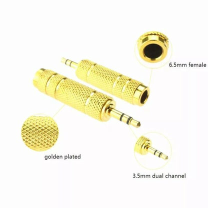 Universal Brass Gold Plated 3.5mm Male to 6.35mm Female Stereo Audio Adapter Jack Connector