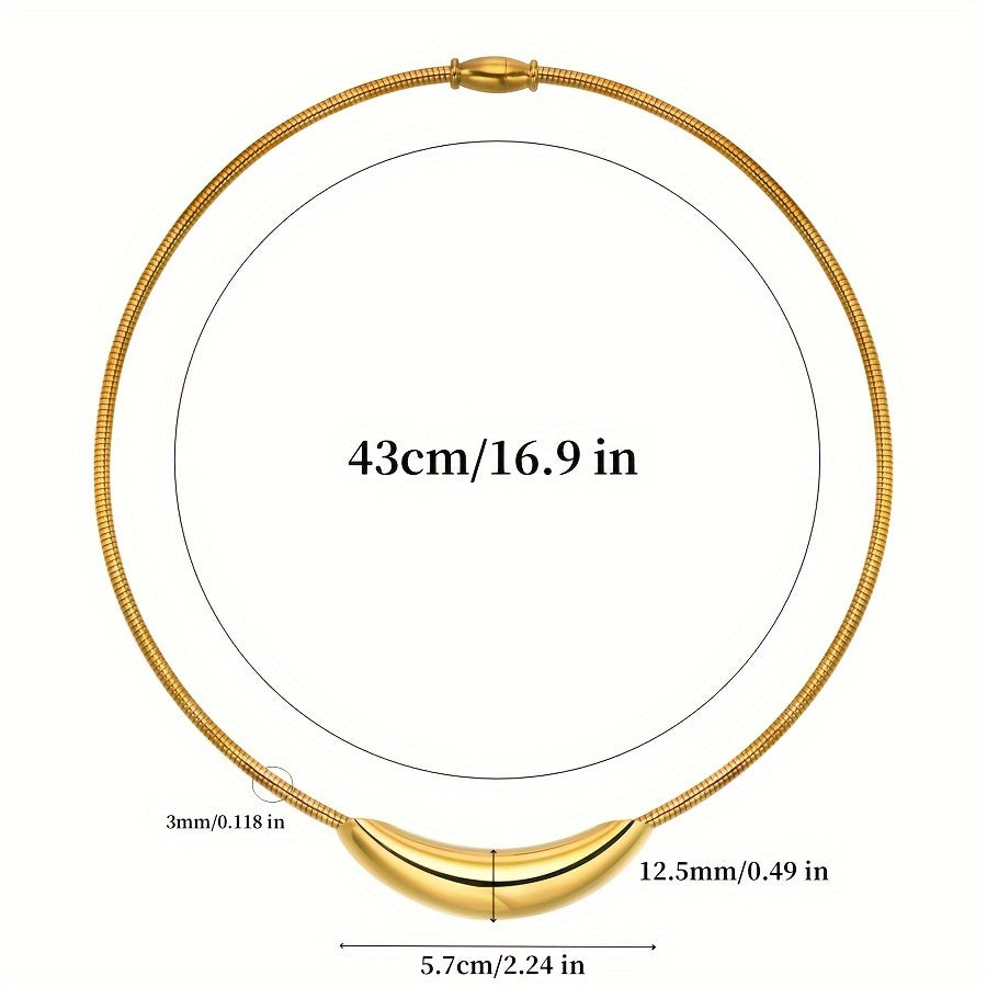 1pc SENLANSP Women's French Magnetic Necklace   18K Gold Plated Stainless Steel Ring & Hose Collar  Elegant Magnetic Clasp for Daily Wear  Parties  Special Events   French Style Year Round Gift for Weddings   Birthdays