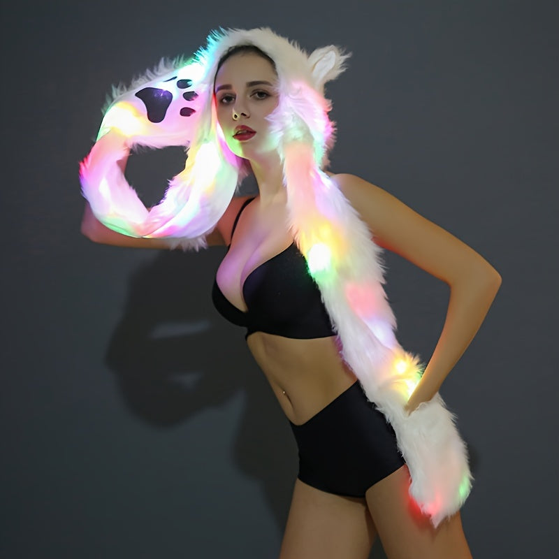 LED Hat  Scarf and Gloves Three in One Single Item for Festivals  Parties  Concerts  Fashionable Warm Hats without Batteries