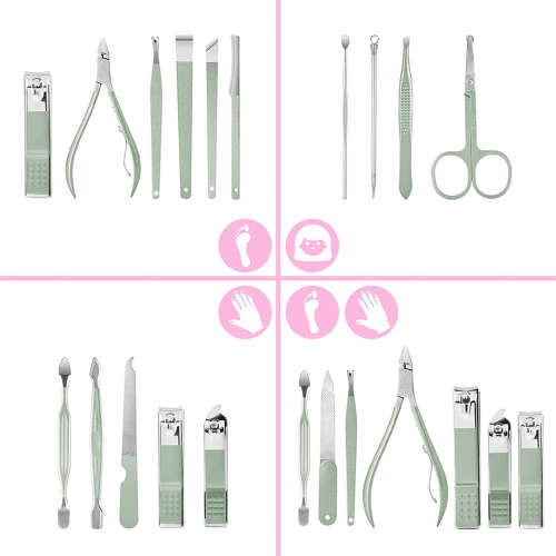 16 PCS Professional Pedicure Set Nail Clipper Tools Grooming Set Nail Care Tools with Leather Travel Case