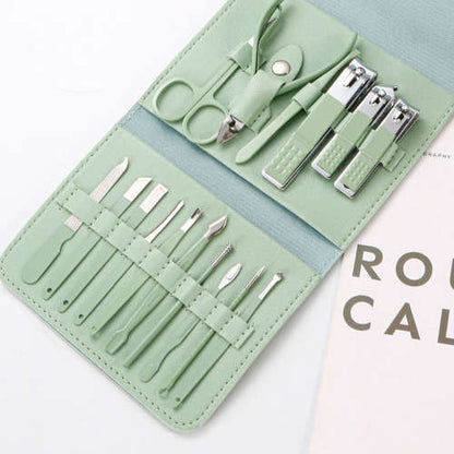 16 PCS Professional Pedicure Set Nail Clipper Tools Grooming Set Nail Care Tools with Leather Travel Case