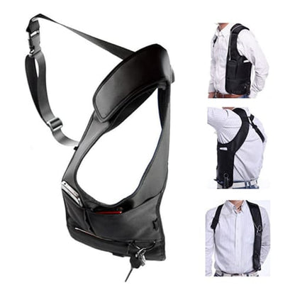 Men`s Leather Case Shoulder Strap Messenger Bag Underarm Shoulder Bag Cell Phone Pouch Tactical Bag