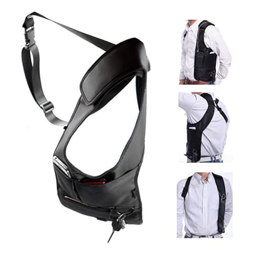 Men`s Leather Case Shoulder Strap Messenger Bag Underarm Shoulder Bag Cell Phone Pouch Tactical Bag