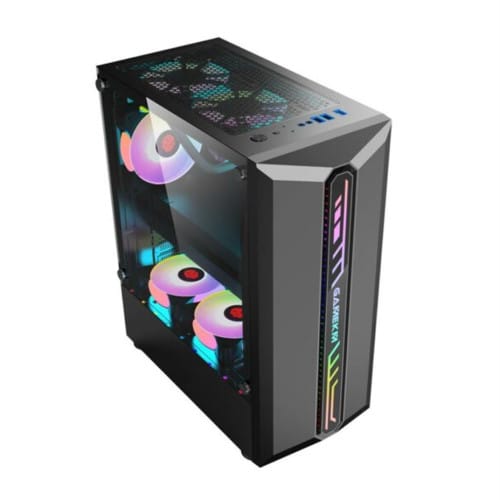 Computer Case Mid-Tower Desktop ATX Case USB 3.0 Ports Transparent Glass Panel 8 Fan Positions