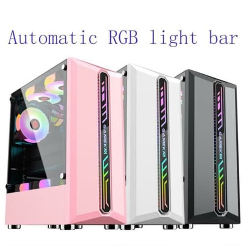 Computer Case Mid-Tower Desktop ATX Case USB 3.0 Ports Transparent Glass Panel 8 Fan Positions