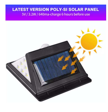 LED Human Body Sensor Wall Lighting Waterproof Solar Landscape Lighting