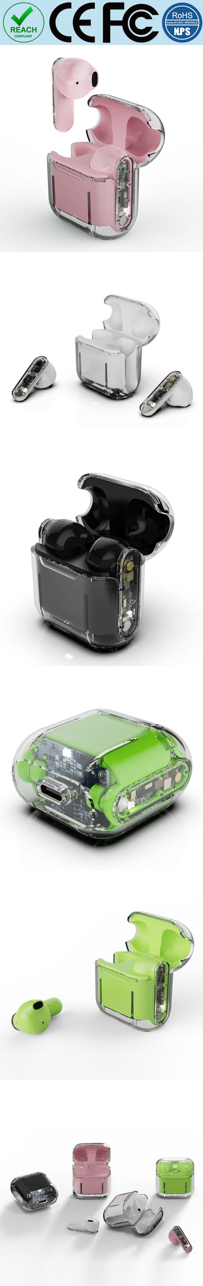 High Quality Blue Tooth Hands Free Tws Bluetooth Earphone True Wireless Phone Transparent Earbuds