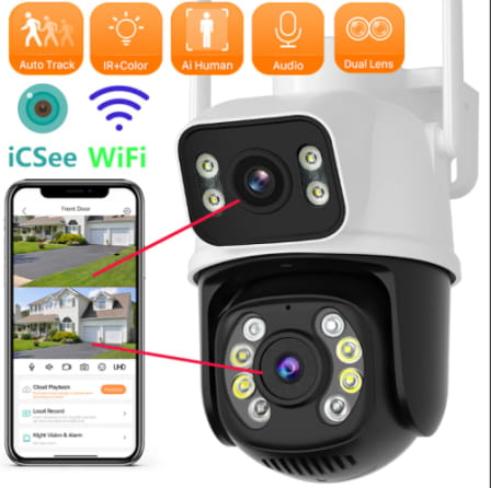 Wifi Camera Dual Lens Dual Screen Artificial Intelligence Human Detection Automatic Tracking