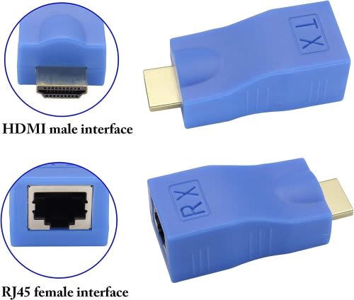 1080P HDMI Male to RJ45 Female Converter 4k Network Ethernet Adapter, cat5 to HDMI Converter