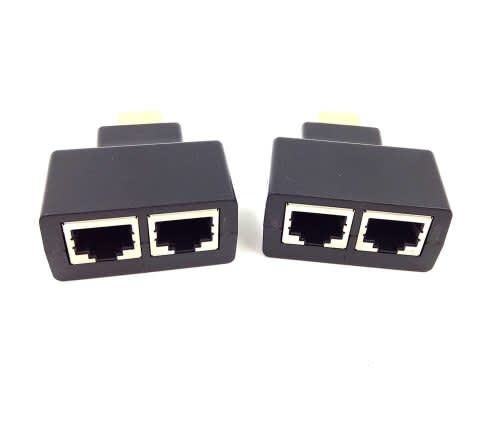 HDMI to RJ45 Network Adapter, Qaoquda 1080P HDMI Male to Dual RJ45 CAT5e CAT6 for HDTV HDPC PS3 STB