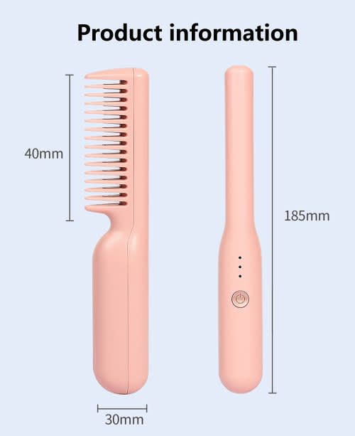 USB heated comb iron, fast heating in 30 seconds, 360° anti-scalding function