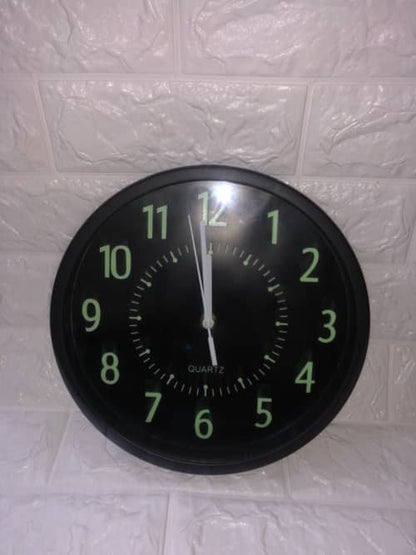 12inches Wall Clock Non Ticking Glow In The Dark Number Night Light for Room Office Home (black)