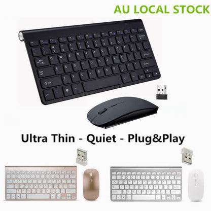 Ultra-thin Wireless 2.4GHz Keyboard + Mouse Set For ApplePC Windows 7/10 /XP